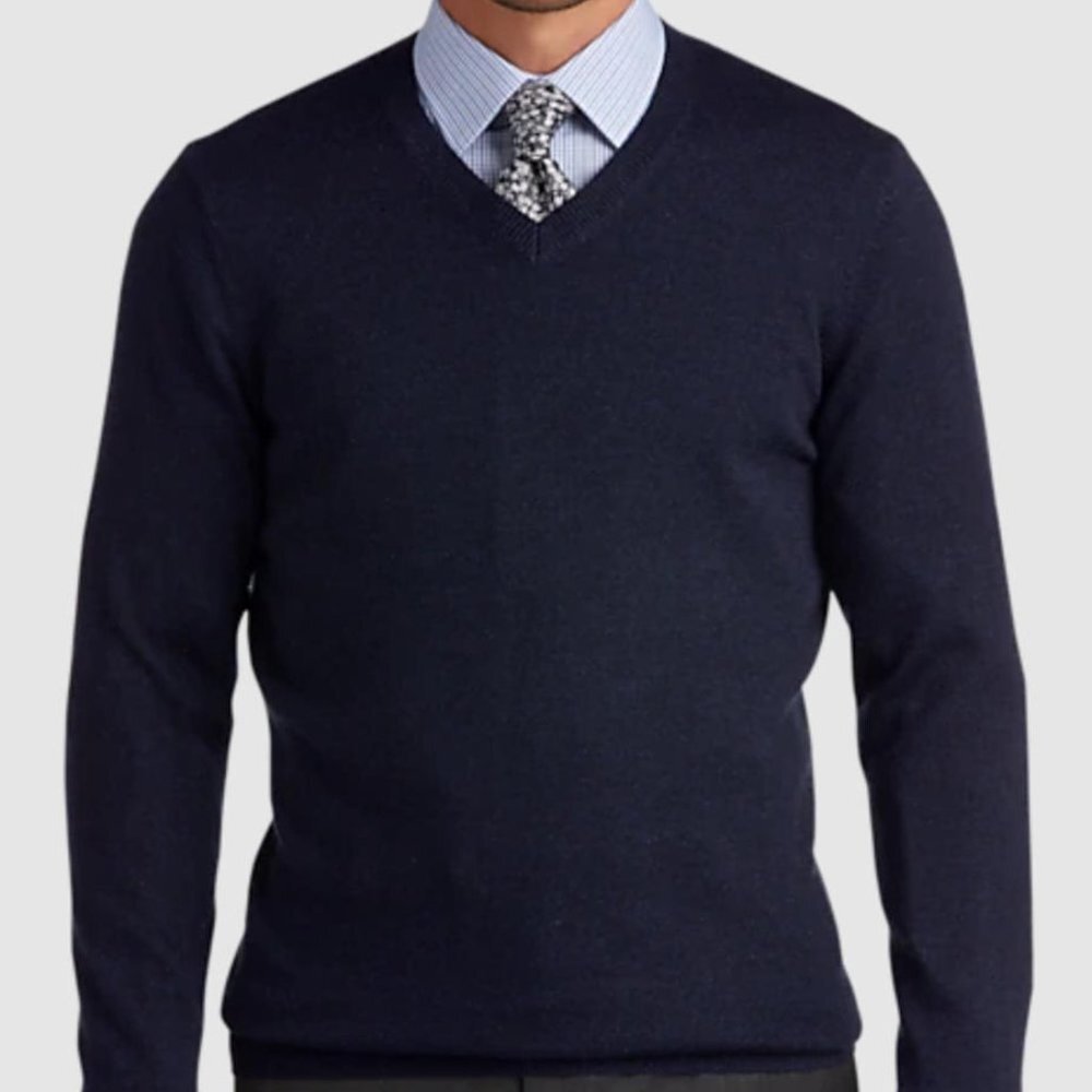 Joseph Abboud Men Blue L/S Extra Fine Merino‎ Wool Sweater 1X 2X 3X NEW